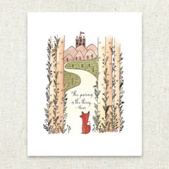 The Journey Fox Castle in the Sky Stationery Art Print 